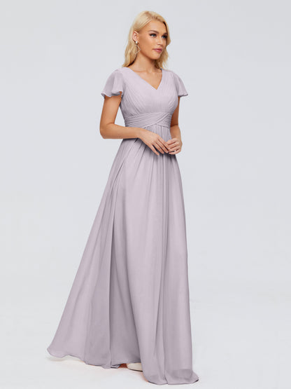 Charlie A-line V Neck Chiffon Bridesmaid Dresses