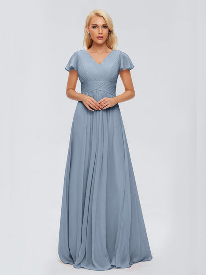 Charlie A-line V Neck Chiffon Bridesmaid Dresses