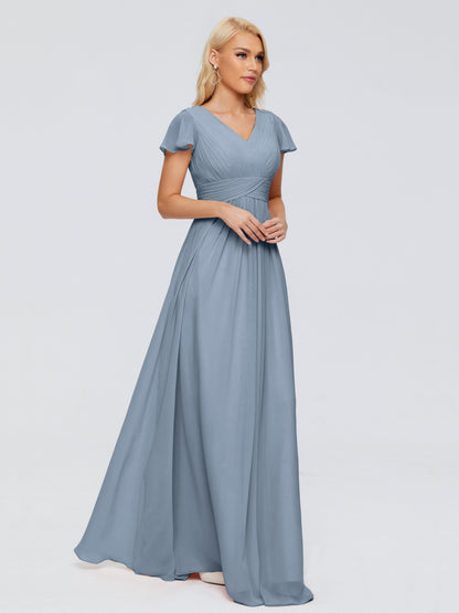 Charlie A-line V Neck Chiffon Bridesmaid Dresses