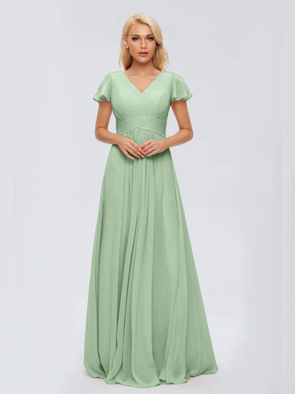 Charlie A-line V Neck Chiffon Bridesmaid Dresses