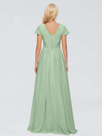 Charlie A-line V Neck Chiffon Bridesmaid Dresses