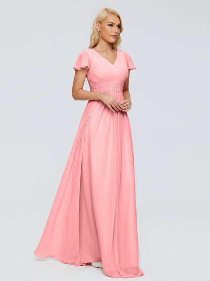 Charlie A-line V Neck Chiffon Bridesmaid Dresses