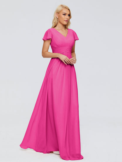 Charlie A-line V Neck Chiffon Bridesmaid Dresses