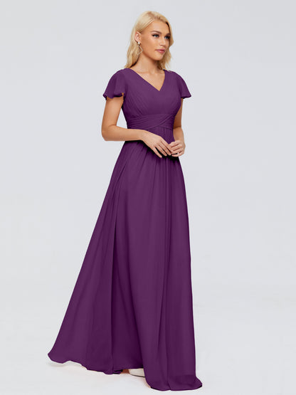 Charlie A-line V Neck Chiffon Bridesmaid Dresses