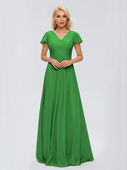 Charlie A-line V Neck Chiffon Bridesmaid Dresses