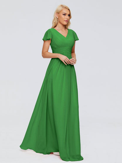 Charlie A-line V Neck Chiffon Bridesmaid Dresses
