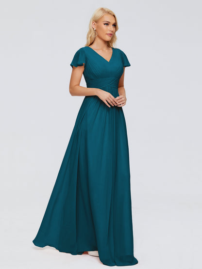 Charlie A-line V Neck Chiffon Bridesmaid Dresses