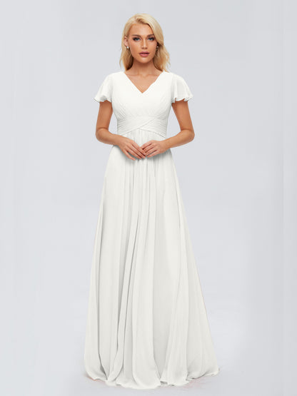 Charlie A-line V Neck Chiffon Bridesmaid Dresses