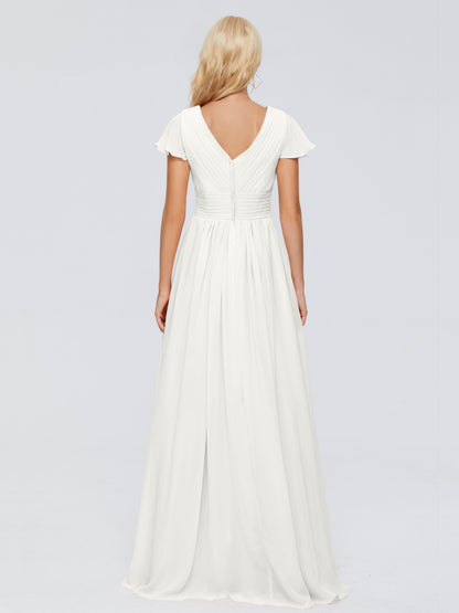 Charlie A-line V Neck Chiffon Bridesmaid Dresses