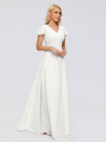 Charlie A-line V Neck Chiffon Bridesmaid Dresses