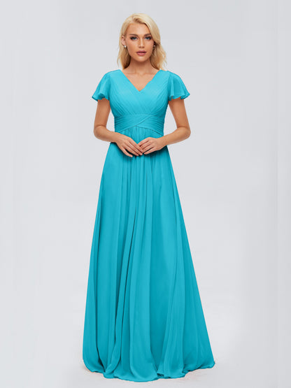 Charlie A-line V Neck Chiffon Bridesmaid Dresses