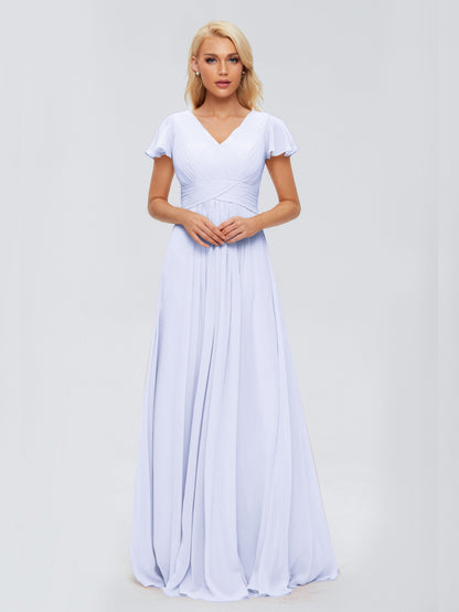 Charlie A-line V Neck Chiffon Bridesmaid Dresses