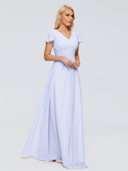 Charlie A-line V Neck Chiffon Bridesmaid Dresses