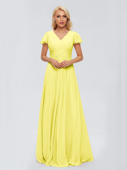 Charlie A-line V Neck Chiffon Bridesmaid Dresses