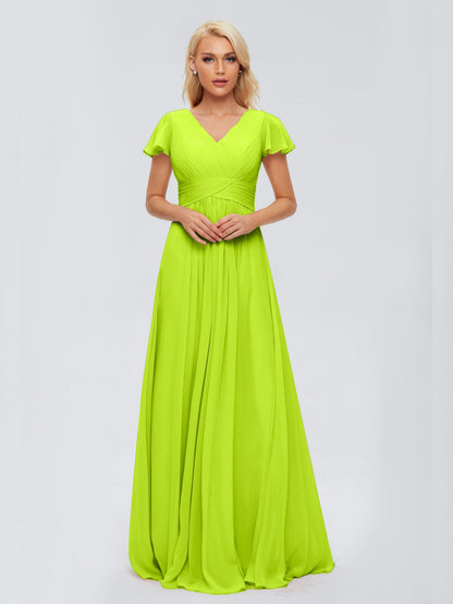 Charlie A-line V Neck Chiffon Bridesmaid Dresses