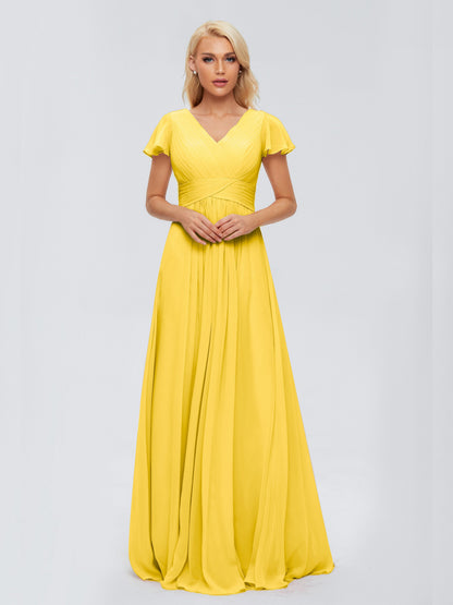 Charlie A-line V Neck Chiffon Bridesmaid Dresses