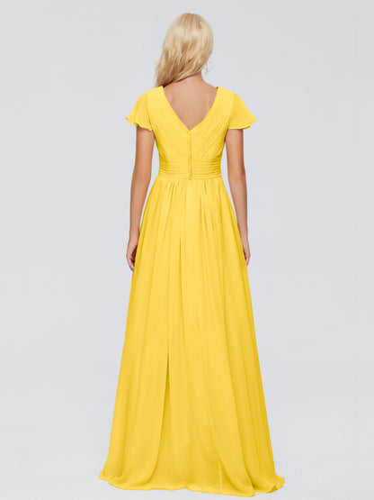 Charlie A-line V Neck Chiffon Bridesmaid Dresses