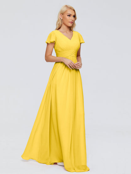 Charlie A-line V Neck Chiffon Bridesmaid Dresses
