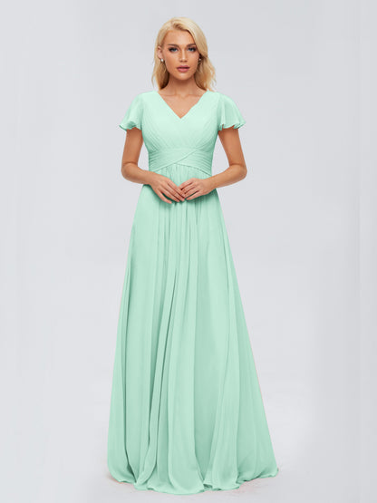 Charlie A-line V Neck Chiffon Bridesmaid Dresses