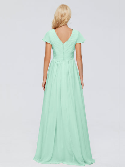 Charlie A-line V Neck Chiffon Bridesmaid Dresses