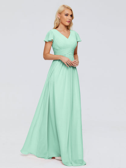 Charlie A-line V Neck Chiffon Bridesmaid Dresses