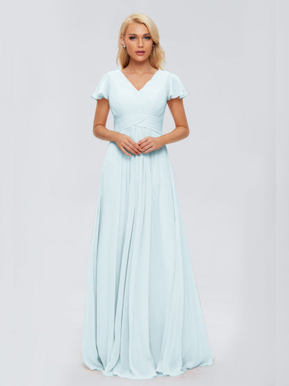 Charlie A-line V Neck Chiffon Bridesmaid Dresses
