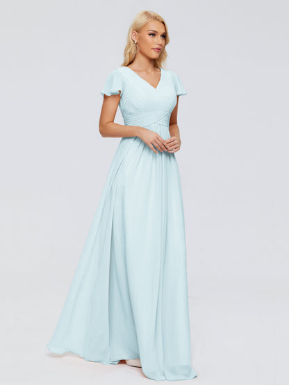 Charlie A-line V Neck Chiffon Bridesmaid Dresses