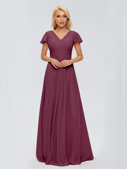 Charlie A-line V Neck Chiffon Bridesmaid Dresses
