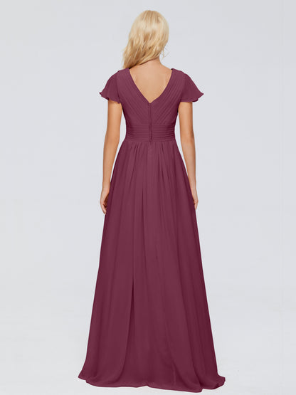 Charlie A-line V Neck Chiffon Bridesmaid Dresses