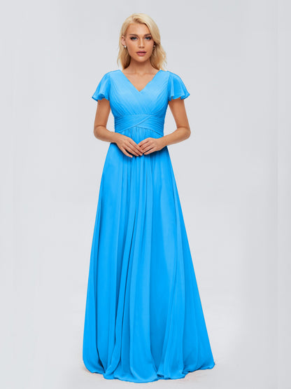Charlie A-line V Neck Chiffon Bridesmaid Dresses