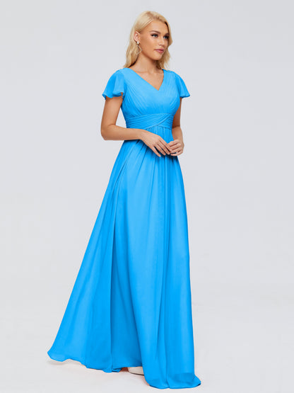 Charlie A-line V Neck Chiffon Bridesmaid Dresses