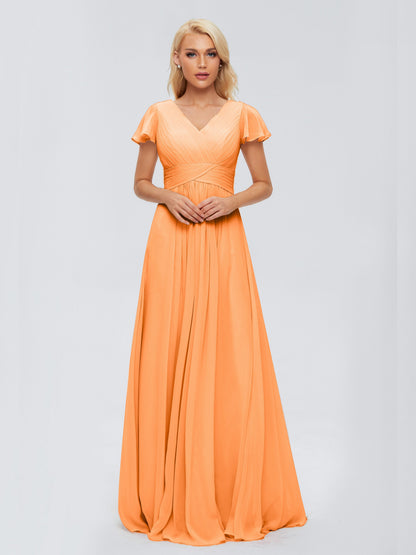Charlie A-line V Neck Chiffon Bridesmaid Dresses