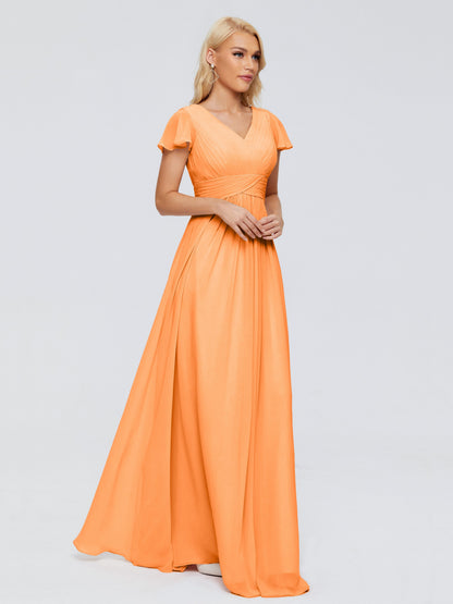 Charlie A-line V Neck Chiffon Bridesmaid Dresses