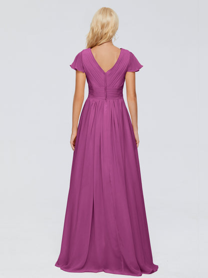 Charlie A-line V Neck Chiffon Bridesmaid Dresses
