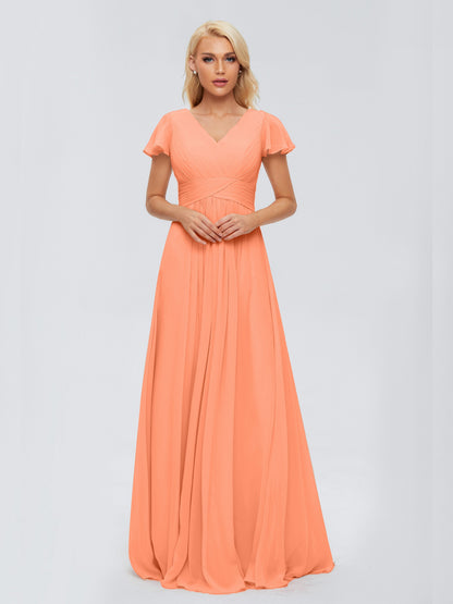 Charlie A-line V Neck Chiffon Bridesmaid Dresses