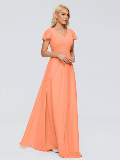 Charlie A-line V Neck Chiffon Bridesmaid Dresses