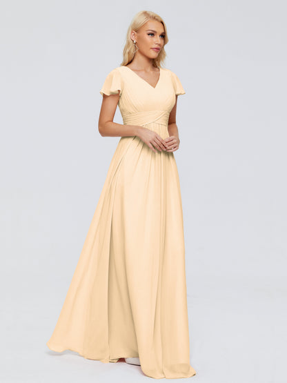 Charlie A-line V Neck Chiffon Bridesmaid Dresses