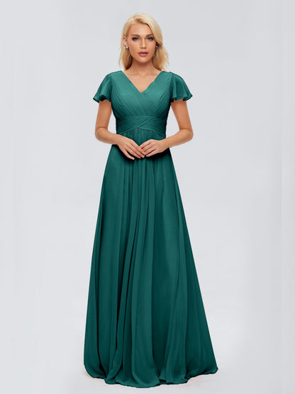 Charlie A-line V Neck Chiffon Bridesmaid Dresses