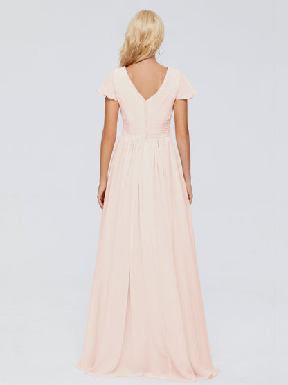 Charlie A-line V Neck Chiffon Bridesmaid Dresses