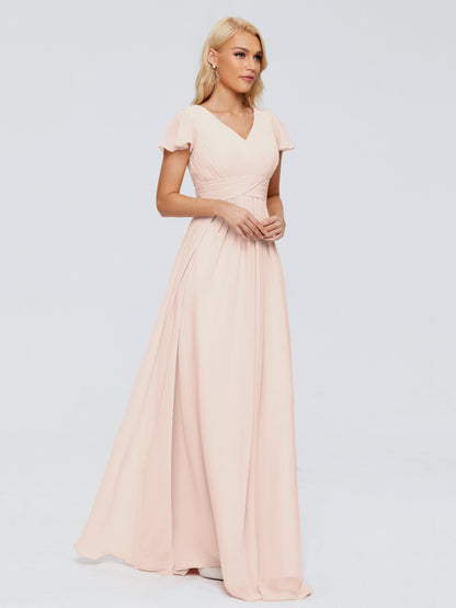 Charlie A-line V Neck Chiffon Bridesmaid Dresses