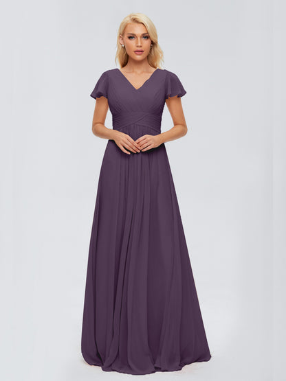 Charlie A-line V Neck Chiffon Bridesmaid Dresses