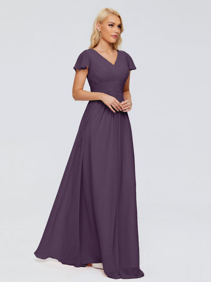 Charlie A-line V Neck Chiffon Bridesmaid Dresses