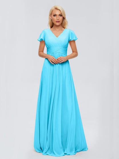 Charlie A-line V Neck Chiffon Bridesmaid Dresses