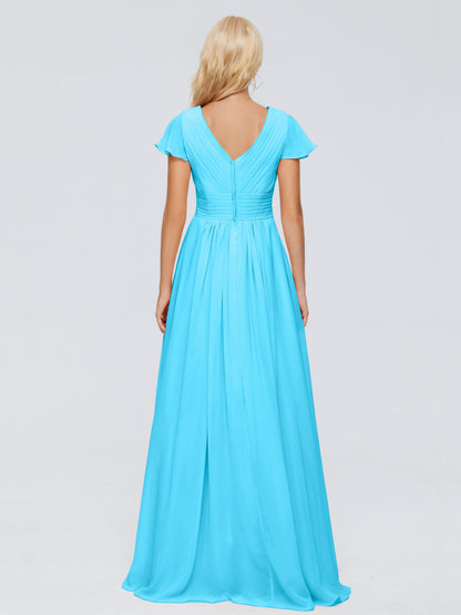 Charlie A-line V Neck Chiffon Bridesmaid Dresses