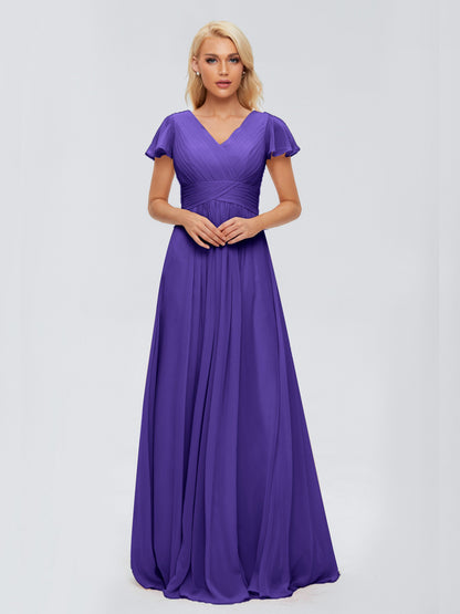 Charlie A-line V Neck Chiffon Bridesmaid Dresses