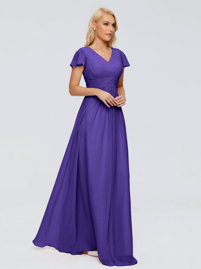 Charlie A-line V Neck Chiffon Bridesmaid Dresses