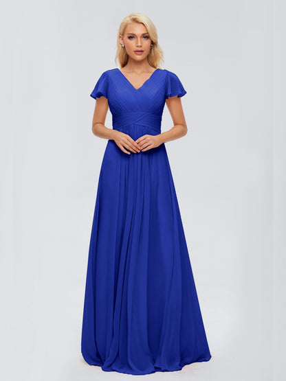 Charlie A-line V Neck Chiffon Bridesmaid Dresses