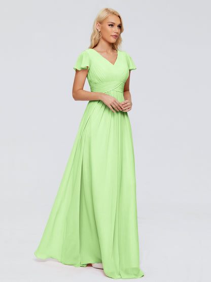 Charlie A-line V Neck Chiffon Bridesmaid Dresses