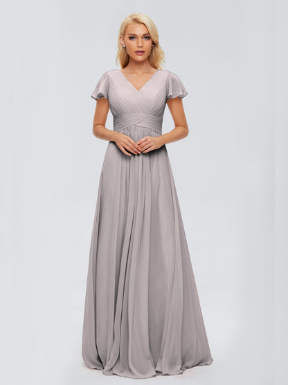 Charlie A-line V Neck Chiffon Bridesmaid Dresses
