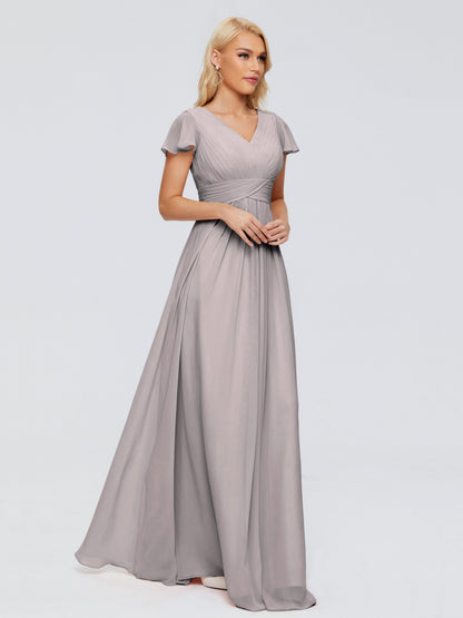 Charlie A-line V Neck Chiffon Bridesmaid Dresses